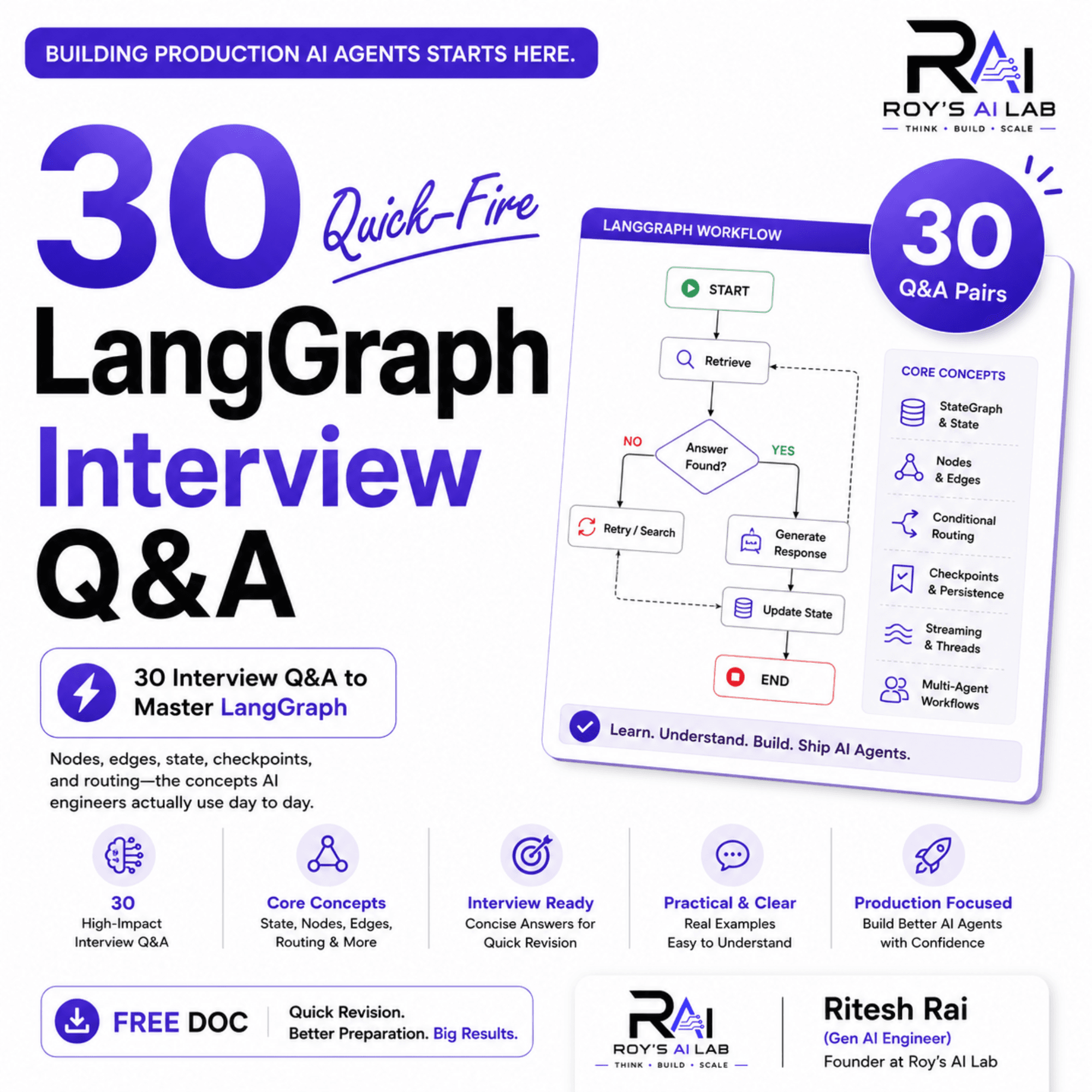 30 Quick-Fire LangGraph Interview Q&A | Free AI Agent Guide